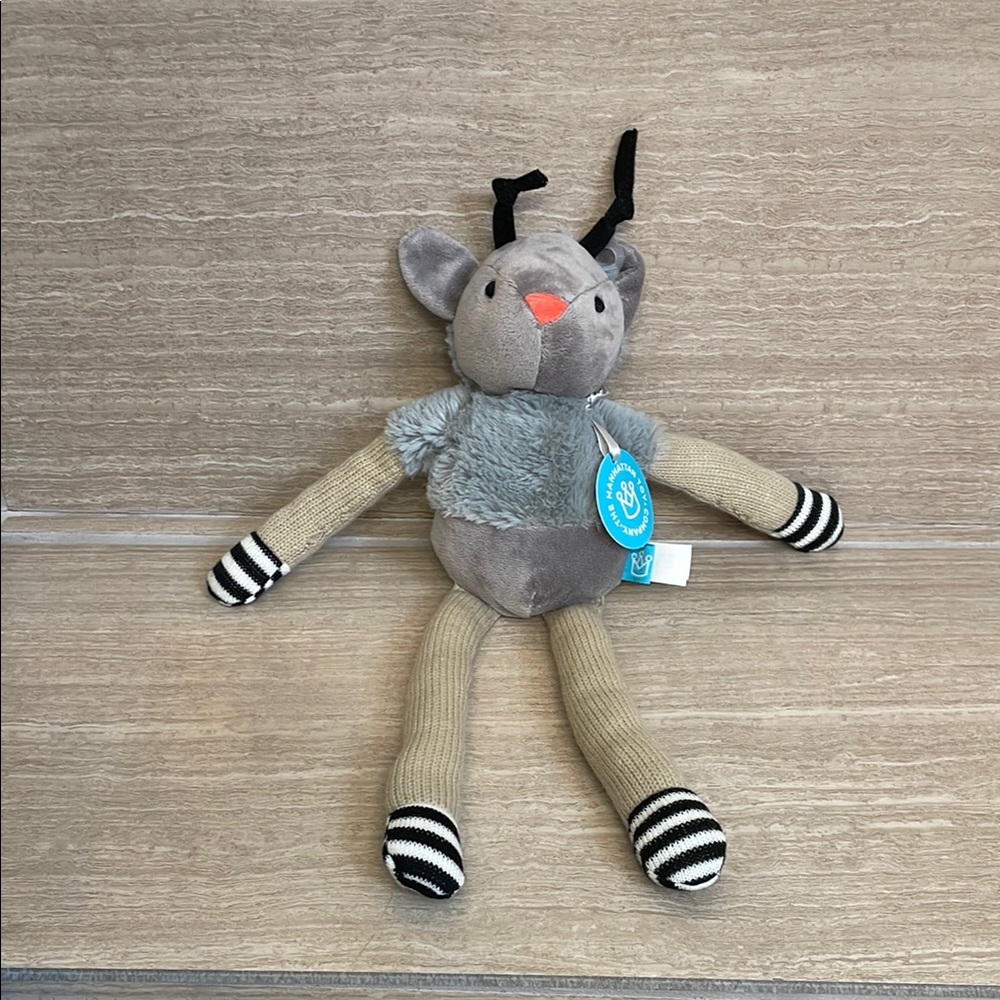 THE MANHATTAN TOY COMPANY NWT Gray and Tan Plush Toy Reindeer - Picture 2 of 12